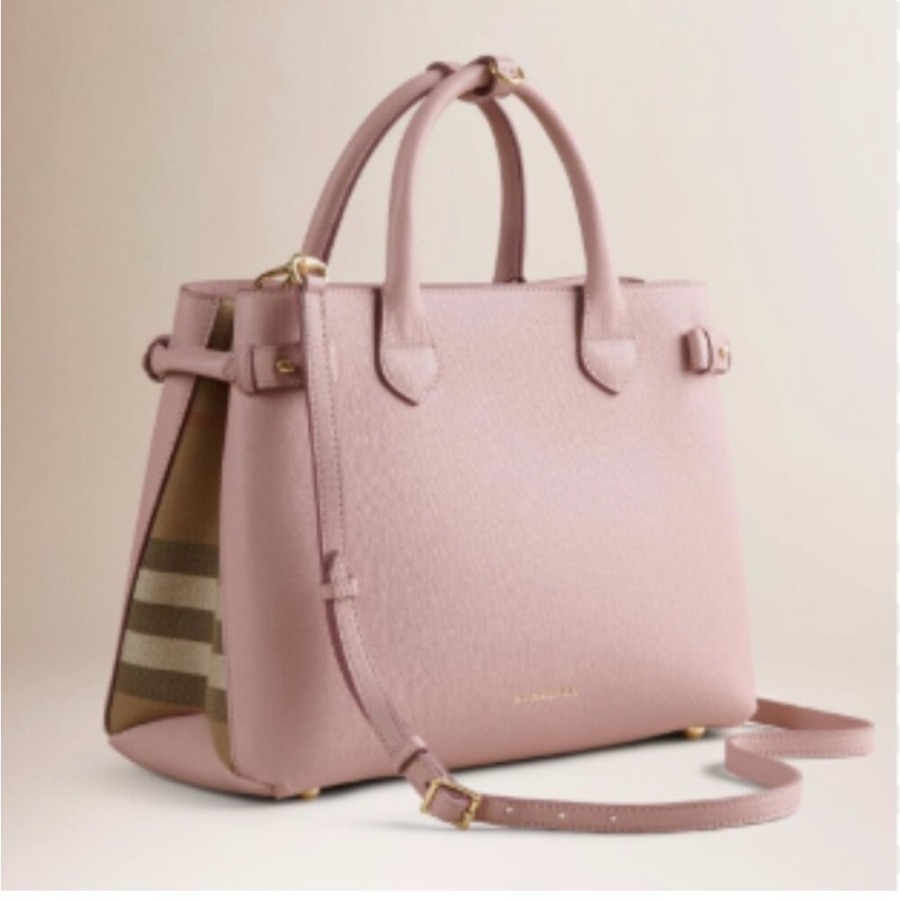 Burberry Derby Leather Small Banner Tote